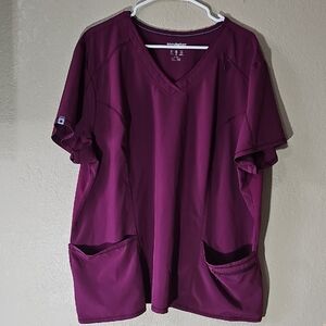 1h Scrubstar Plum V-Neck Scrub Top